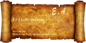 Erlich Anina névjegykártya